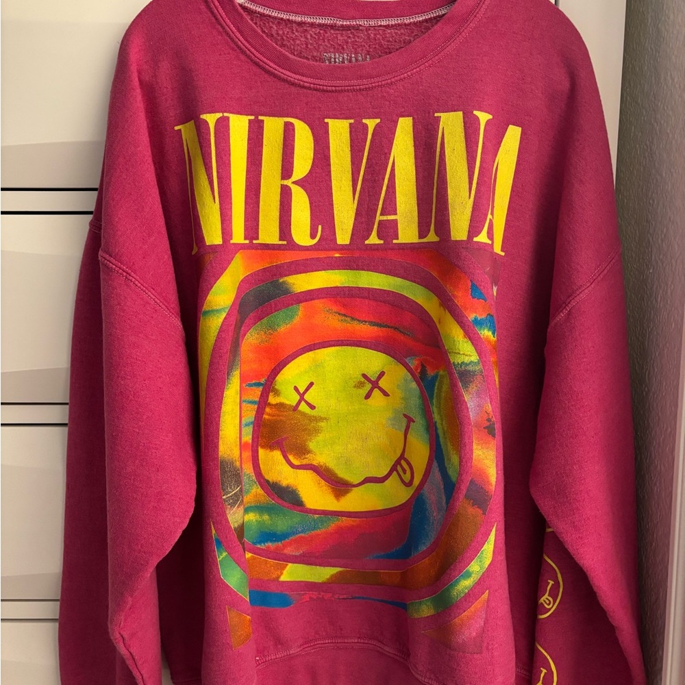 urban outfitters pink nirvana crewneck